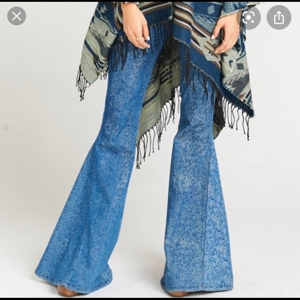 Show Me Your MuMu Blue Acid-Wash Flare Jeans